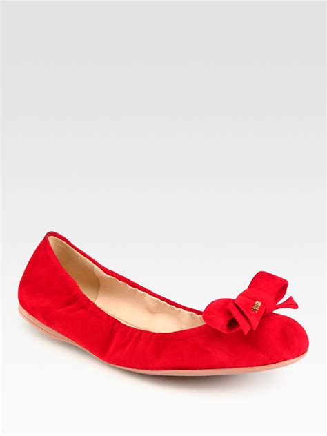 prada women flats with bow|prada suede ballet flats.